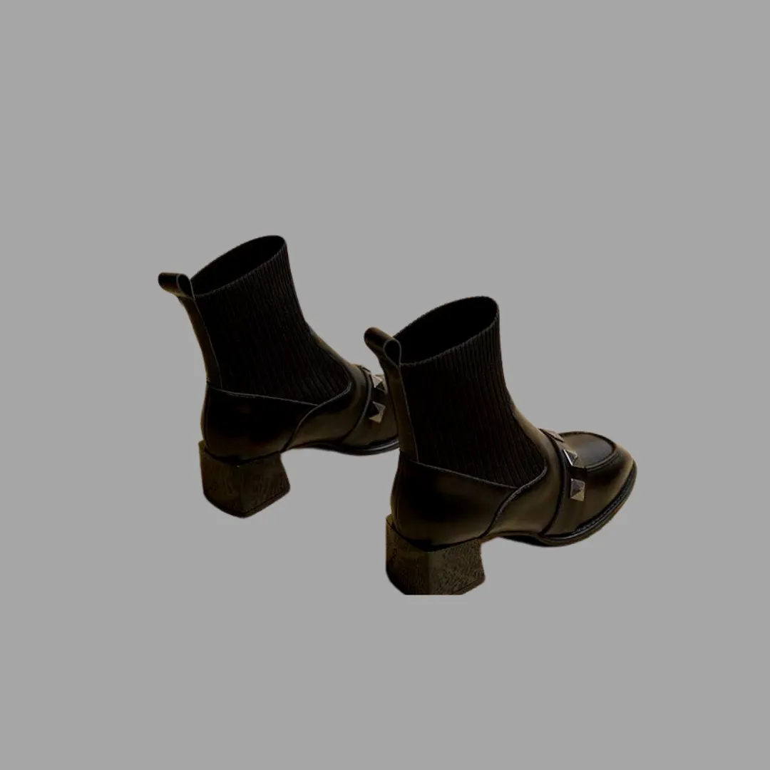 Adidas Daily Training Running Shoes Chic Vegan Leather Sock Boots - Black