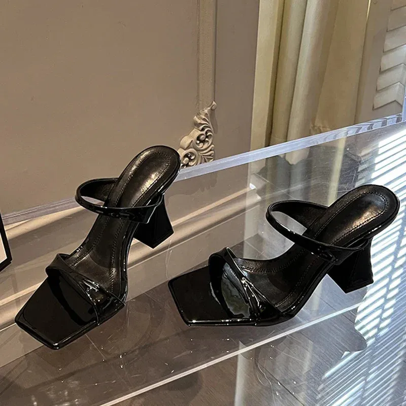 Asics Gel Nimbus Comparable Shoes binfenxie  -  2024 Design Style Square Toe Slippers Women's Summer Elegant High Heels Wedding Party Sandalias De Mujer