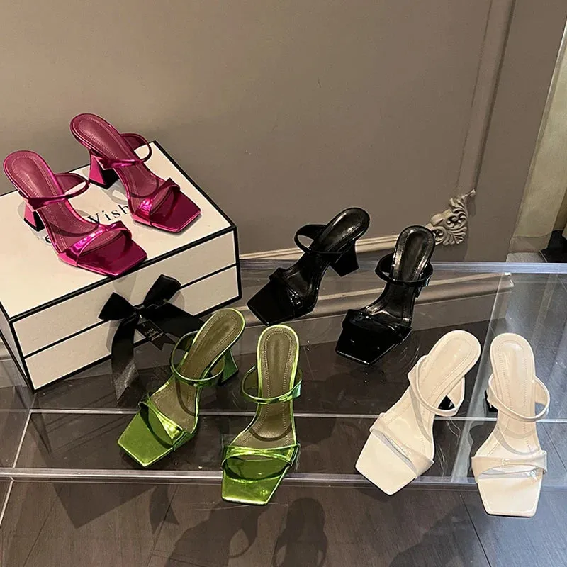 Asics Stability Trail Shoes binfenxie  -  2024 Design Style Square Toe Slippers Women's Summer Elegant High Heels Wedding Party Sandalias De Mujer