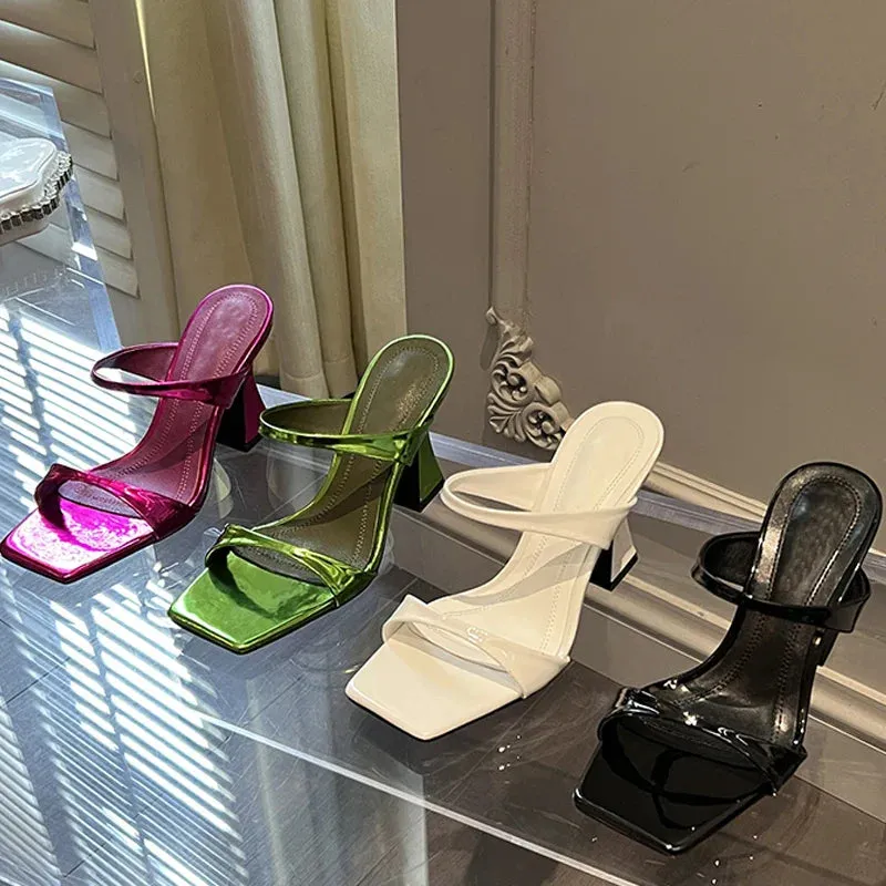 Asics Running Shoes Size 9 binfenxie  -  2024 Design Style Square Toe Slippers Women's Summer Elegant High Heels Wedding Party Sandalias De Mujer