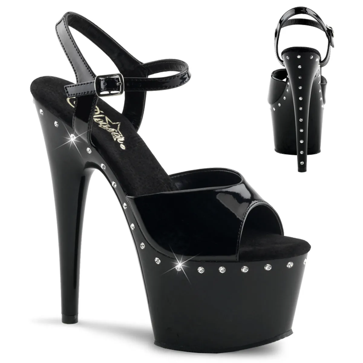 ADORE-709LS Pleaser Black Sexy Platform Shoes (Pole Dancing Heels) Asics Running Shoes Ortholite