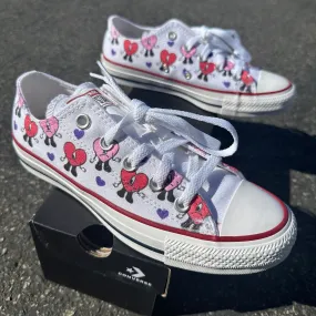 Bad Bunny Valentines Day Heart Band Custom Low Top Converse White: LIMITED TIME ONLY - Custom Converse Shoes Asic Kayano Shoes