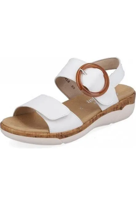 Summer Flat Shoes Beach-ready Footwear Remonte Ladies sandals R6853-80 in White