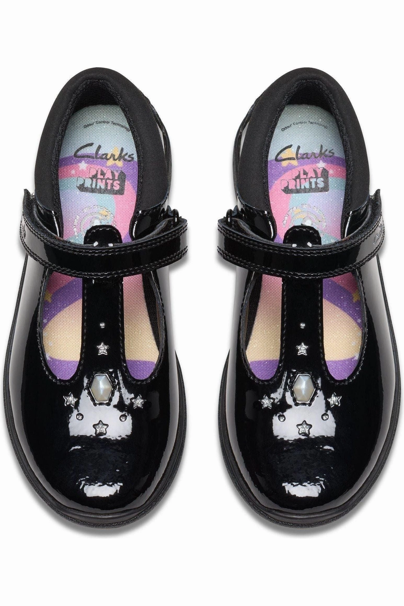 Team Game Clarks Relda Gem black patent school shoe