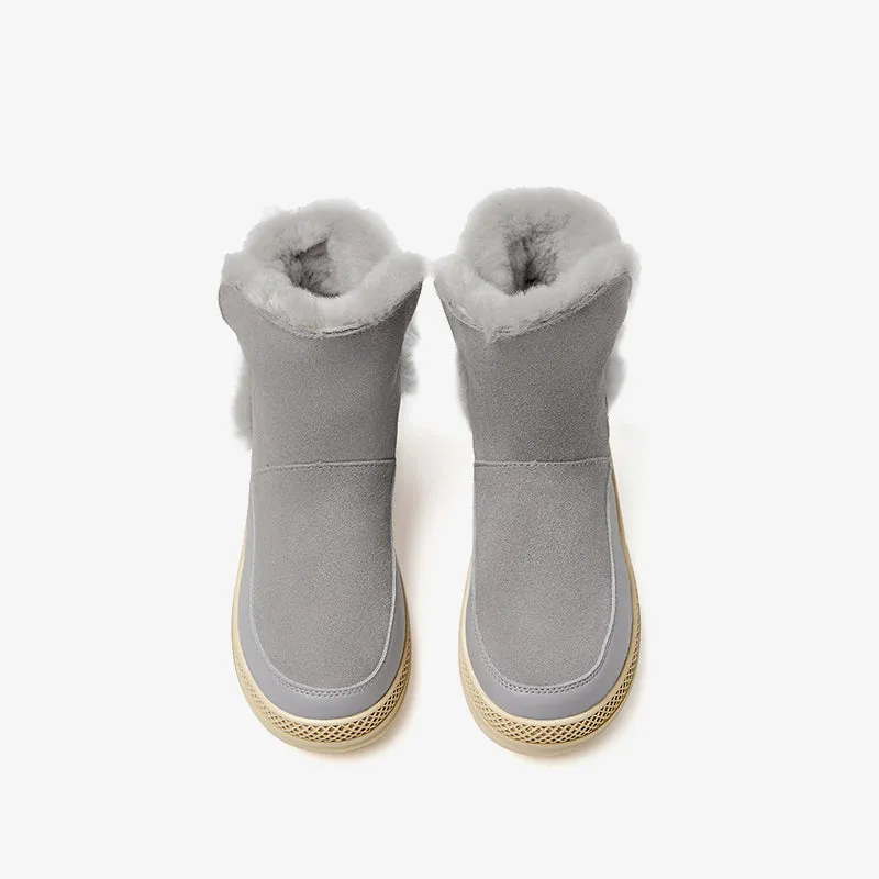 BeauToday Wool Fur Cow Suede Ankle Snow Boots for women Best Casual Snow Boots