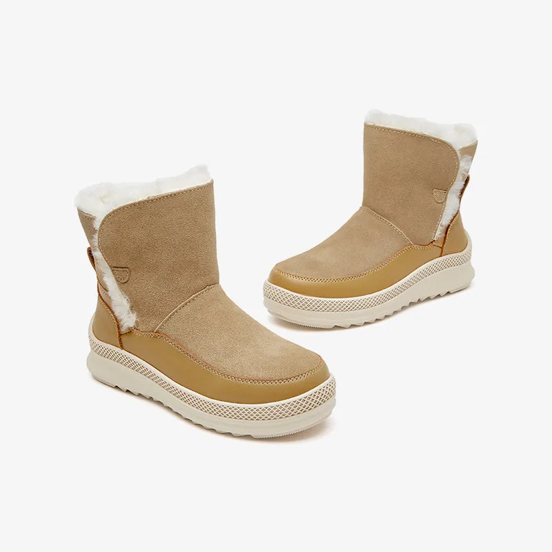 Ugg Snow Boots On Sale BeauToday Wool Fur Cow Suede Ankle Snow Boots for women