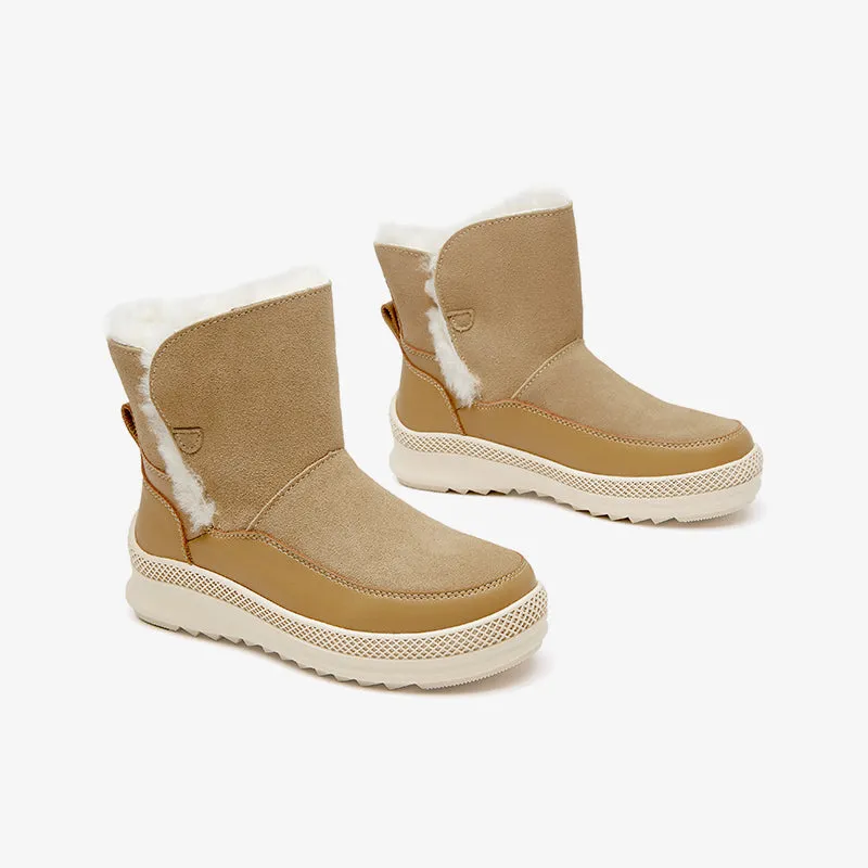 BeauToday Wool Fur Cow Suede Ankle Snow Boots for women Totes Eve Cold Weather Snow Boots