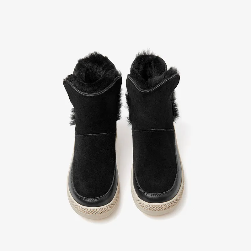BeauToday Wool Fur Cow Suede Ankle Snow Boots for women Snow Boots Kmart