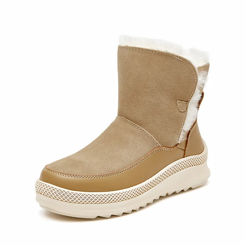 Nike Snow Boot BeauToday Wool Fur Cow Suede Ankle Snow Boots for women