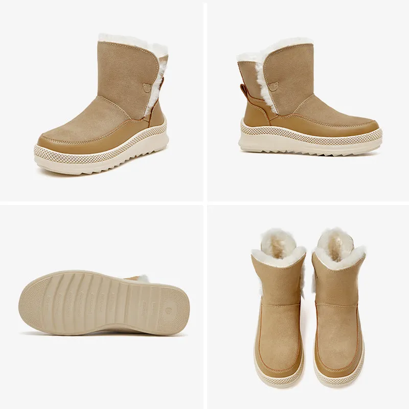 BeauToday Wool Fur Cow Suede Ankle Snow Boots for women Capelli Snow Boots