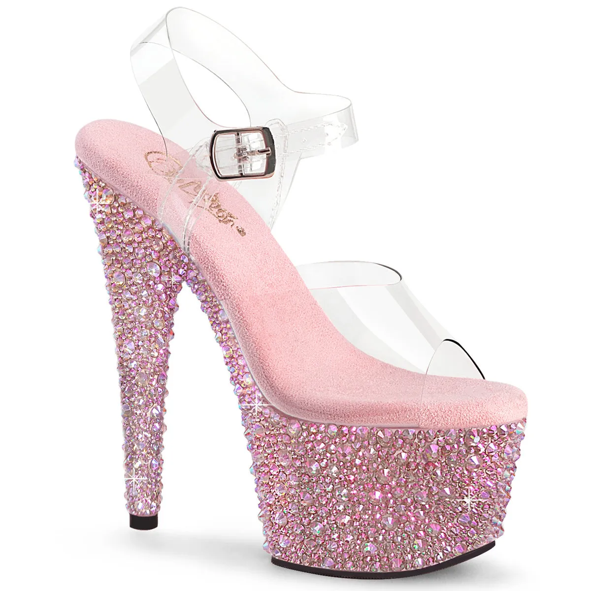 BEJEWELED-708MS Pleaser Clear/Baby Pink Sexy Platform Shoes (Pole Dancing Heels) Asics Steel Toe Work Shoes