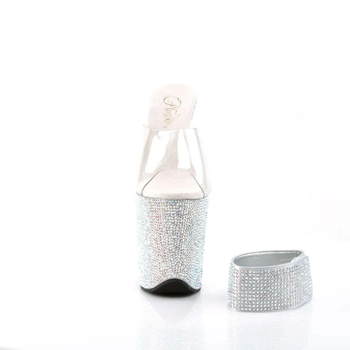 Top Of The Line Asics Running Shoe BEJEWELED-812RS Pleaser Clear/Silver Multi Sexy Platform Shoes (Pole Dancing Heels)