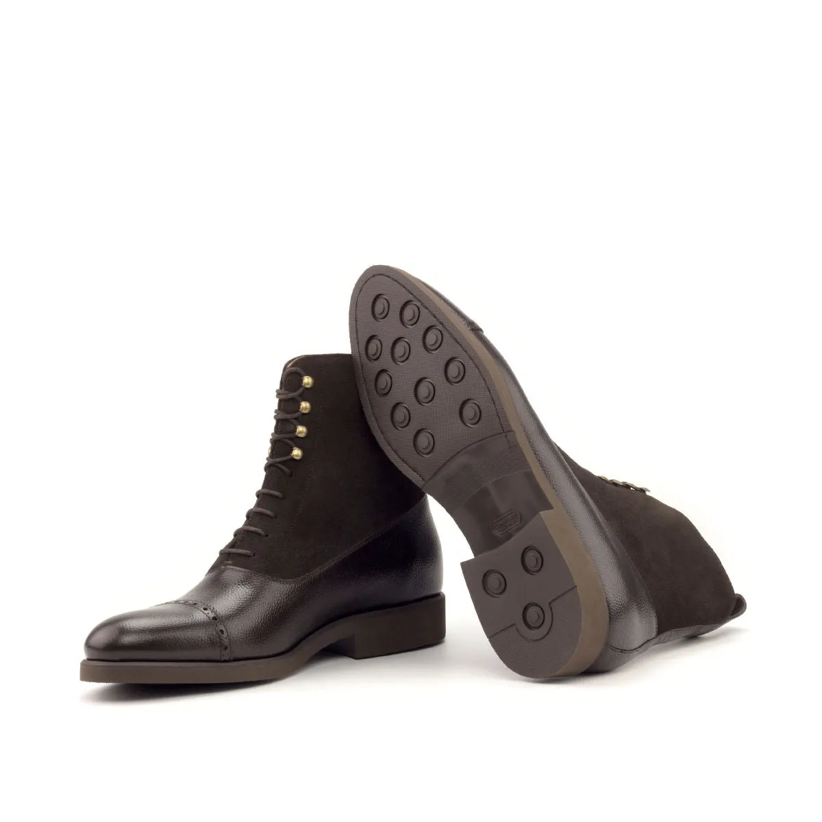 Comfortable Boots Men's Balmoral Leather Boots Wide Plus Size Dark Brown 2764