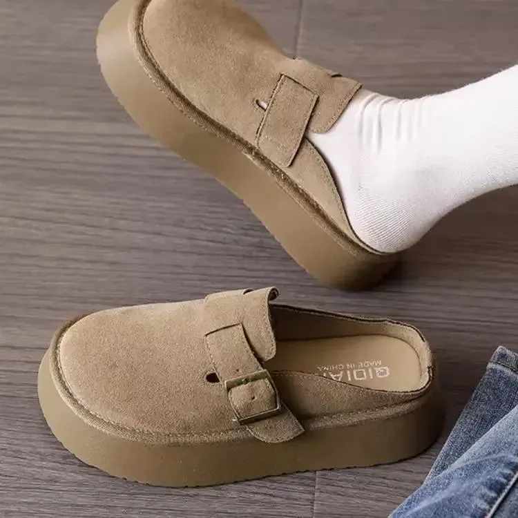 Puffies Slippers binfenxie  -  New Classic Thick Sole Mules Slippers Women Cork Footbed Platform Clogs Sandals Female Fashion Outdoor Slip on Beach Shoes