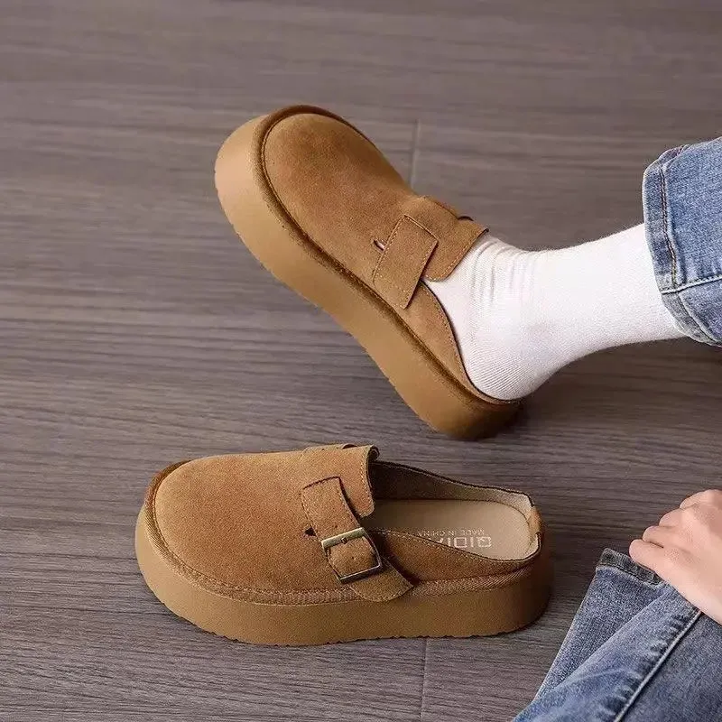 Slide Ez binfenxie  -  New Classic Thick Sole Mules Slippers Women Cork Footbed Platform Clogs Sandals Female Fashion Outdoor Slip on Beach Shoes