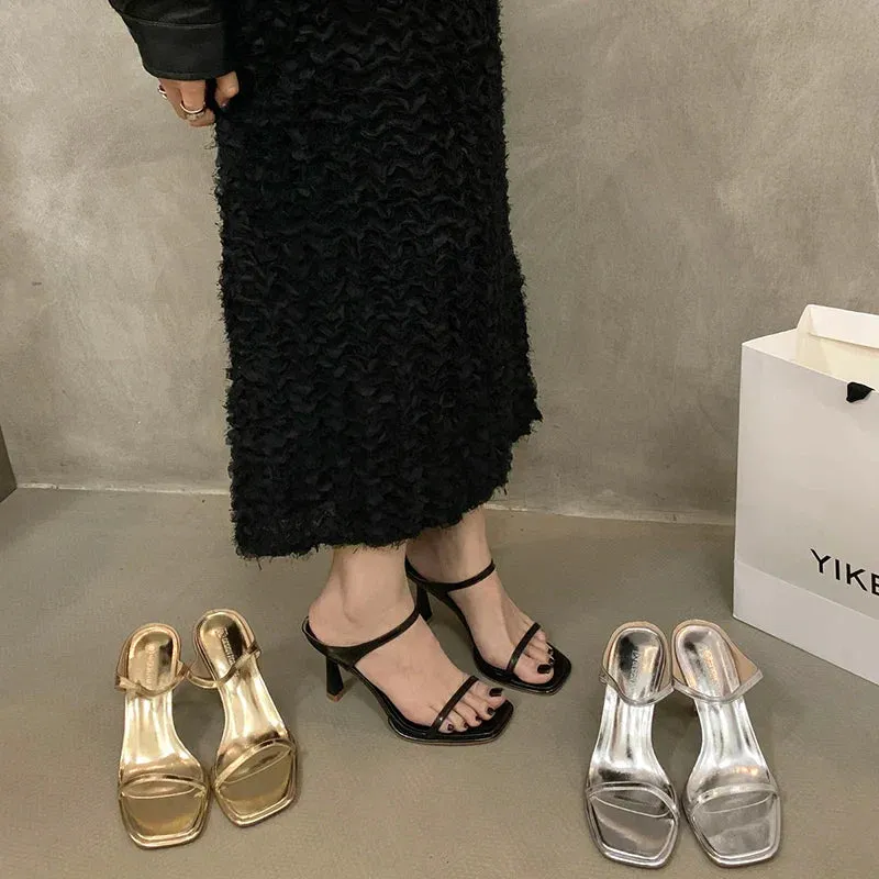 Granny Square Slippers Patterns Free binfenxie  -  Summer Open Toe Women Slippers Fashion Elegant Narrow Band Shoes Ladies Casual Outdoor High Heel Sandalias