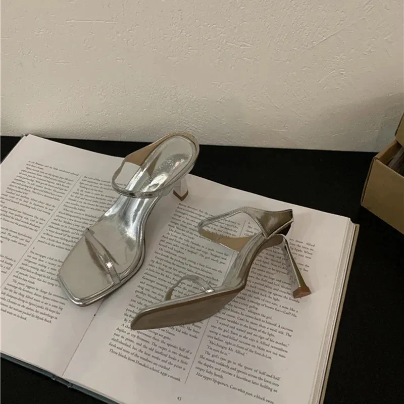 binfenxie  -  Summer Open Toe Women Slippers Fashion Elegant Narrow Band Shoes Ladies Casual Outdoor High Heel Sandalias Slippers For Foot Pain