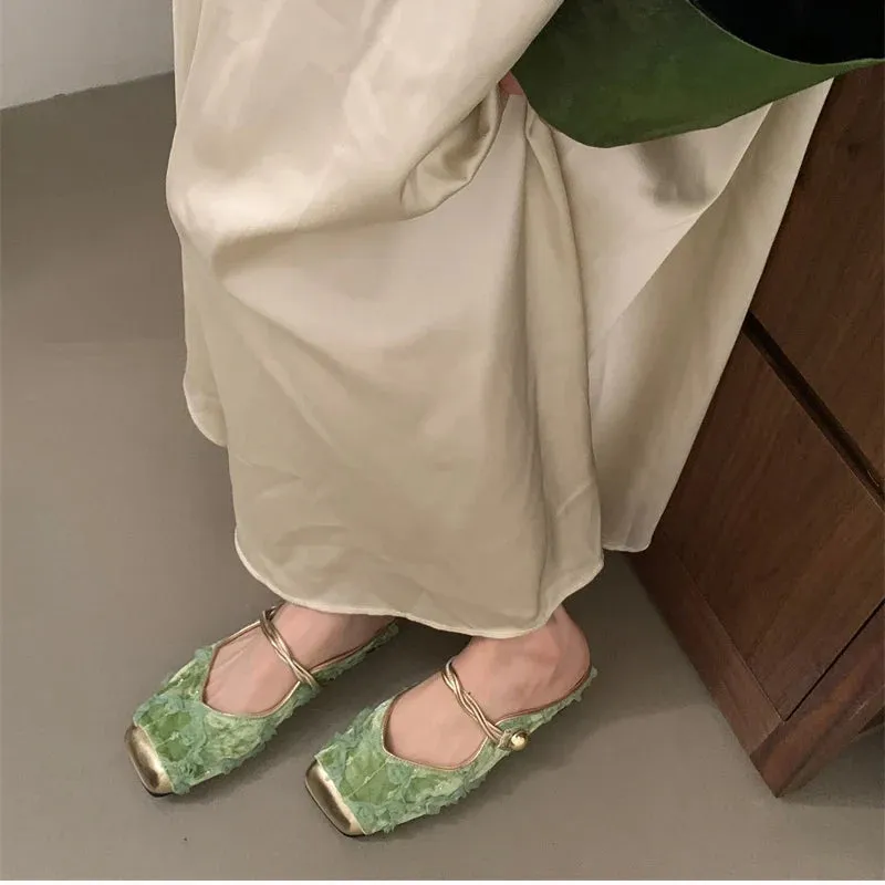 binfenxie Summer Women Mules Slippers Fashion Elegant Slip On Singbacks Slides Shoes Ladies Comfort Square Toe Flats Sandalias Expensive Slides