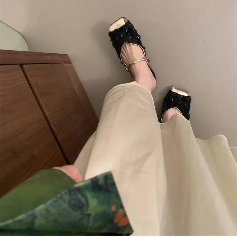 Zermatt Slippers binfenxie Summer Women Mules Slippers Fashion Elegant Slip On Singbacks Slides Shoes Ladies Comfort Square Toe Flats Sandalias