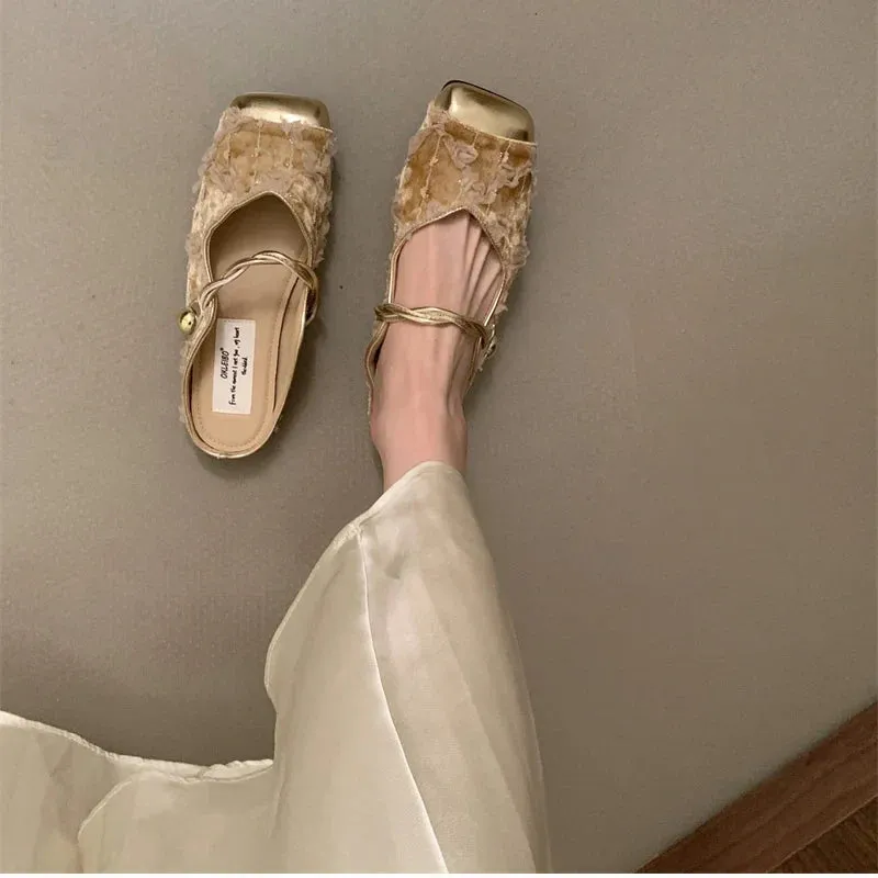 Slippers From India binfenxie Summer Women Mules Slippers Fashion Elegant Slip On Singbacks Slides Shoes Ladies Comfort Square Toe Flats Sandalias