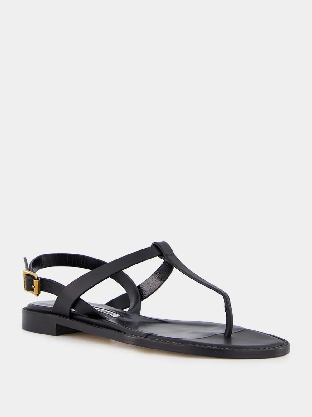 Black Calf Leather Sandals Shoe Sale Flats