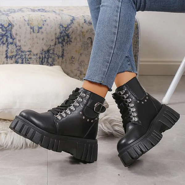 Women's Fashion Rivet Lace-Up Thick-Soled Martin Boots 67274887S Adidas X Speedflow 4 Messi Indoor Soccer Shoes