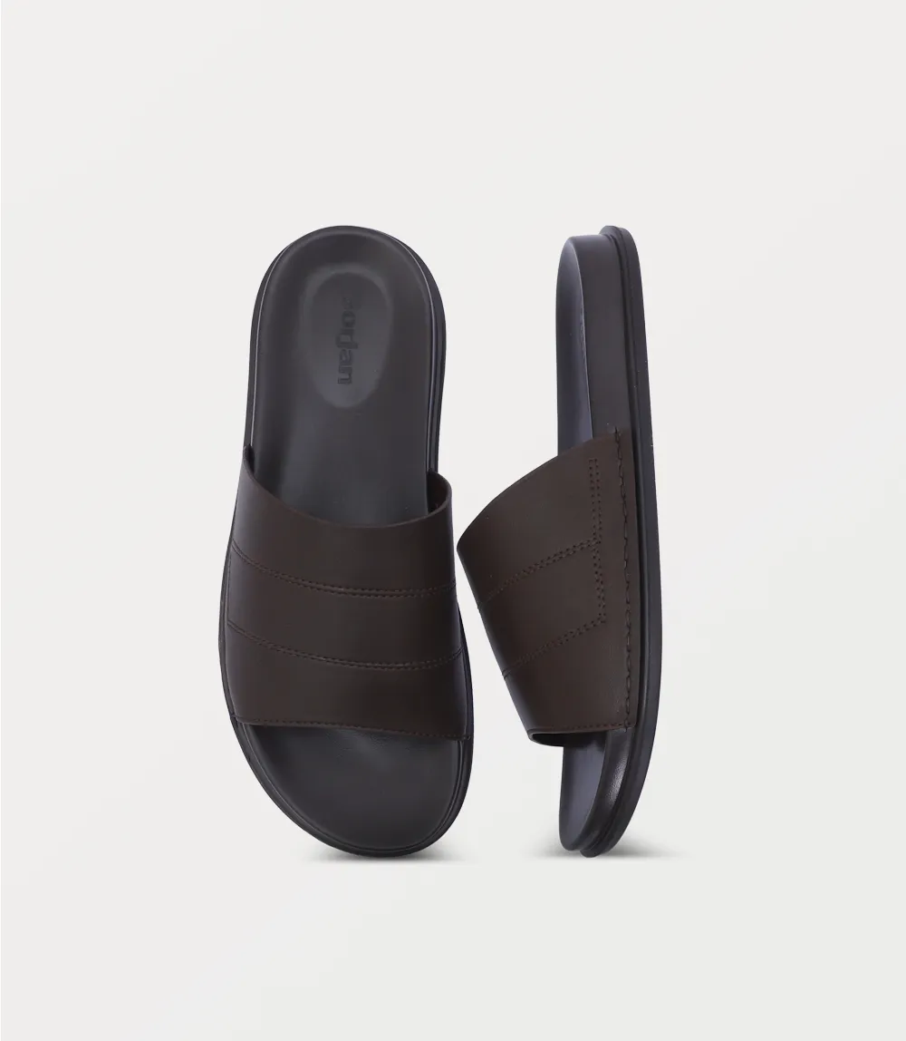 BM6862-BROWN-Men Slipper Fuzzy Cute Slippers