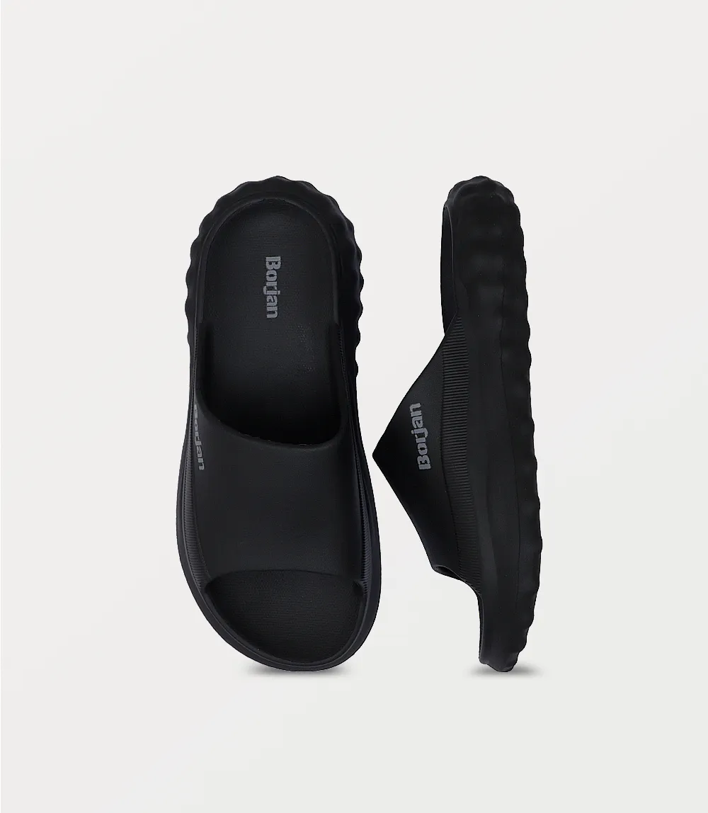 Relaxed Fit Slippers BM6809-BLACK-Men Slipper