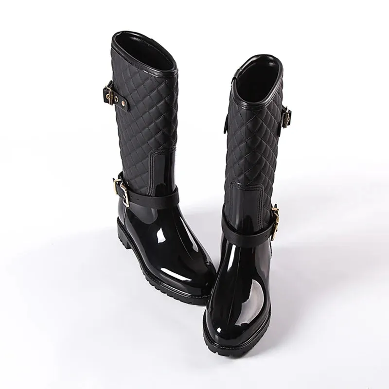 2023 fashion quality water rain shoes warm women's plaidlady rain boots in the rain boots ladys rainboots women boots shoes Rain Boots Hunter