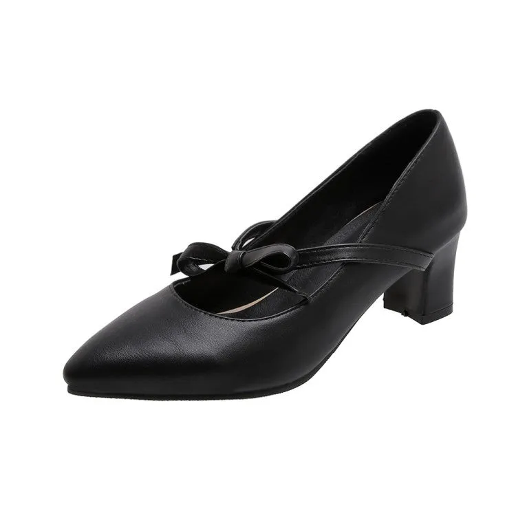 Women's Knot High Heeled Chunky Heels Pumps High Heel Timbs