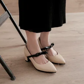 Bridal Shoes High Heels Women's Knot High Heeled Chunky Heels Pumps