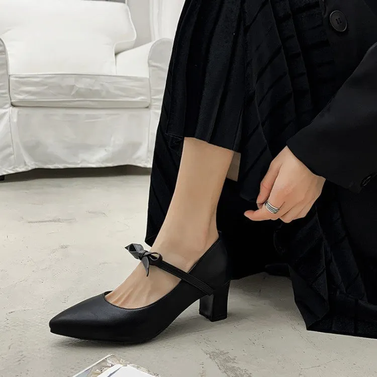 Women's Knot High Heeled Chunky Heels Pumps Sneakers