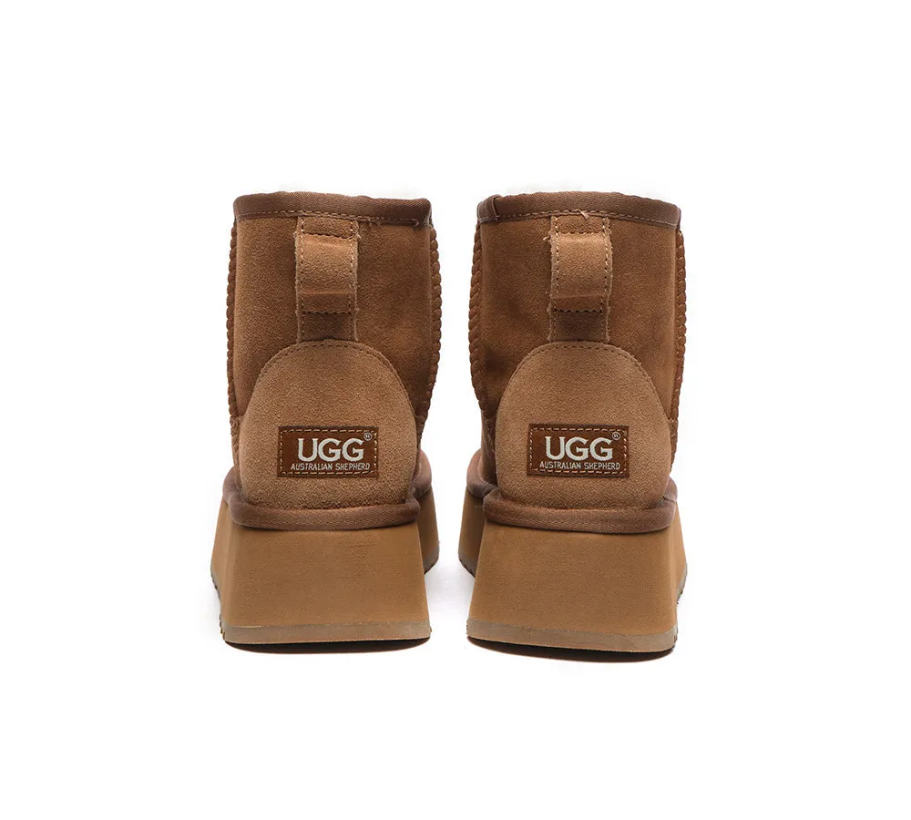 AUSTRALIAN SHEPHERD UGG Boots Sheepskin Wool Platform Thick Bottom Mini Classic Pirate Buckle Boots