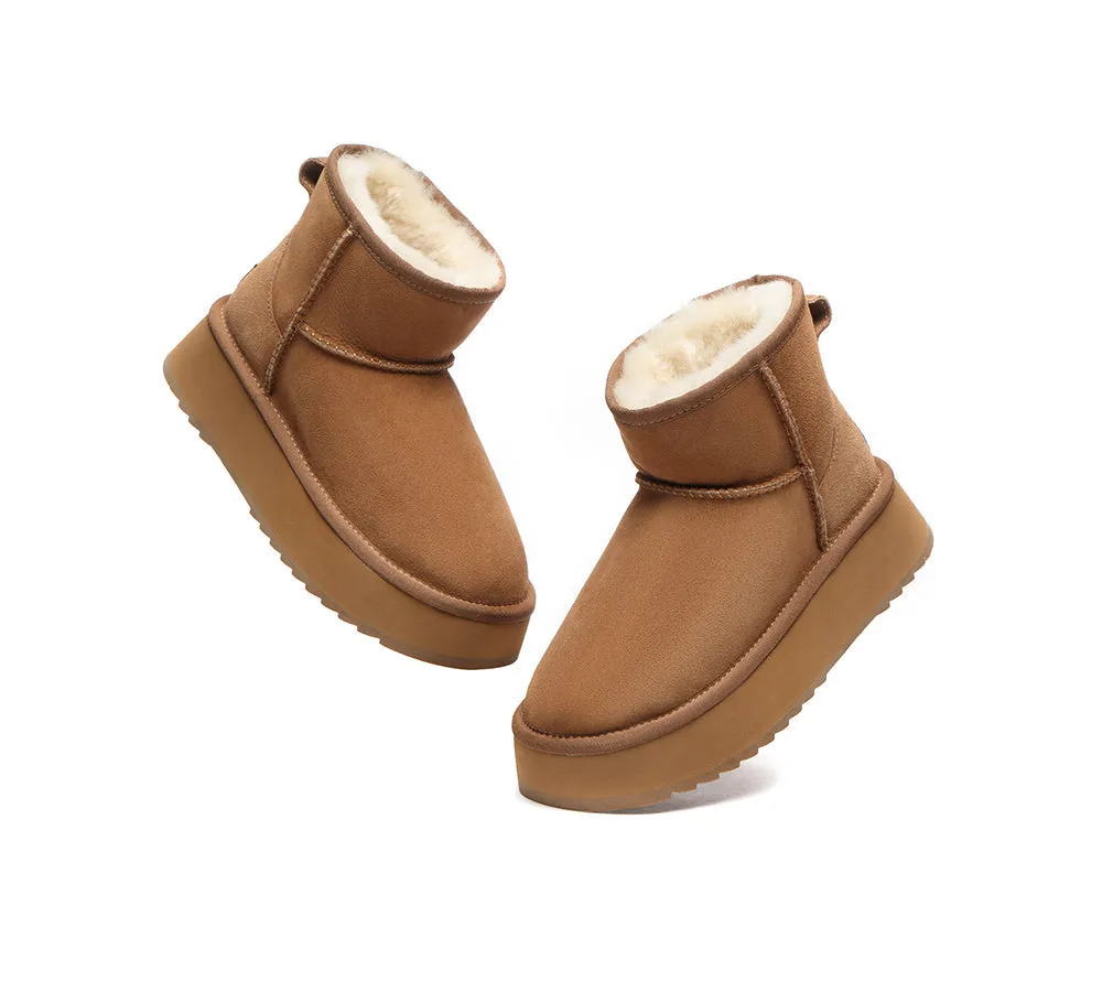 Motorcycle Street Boots AUSTRALIAN SHEPHERD UGG Boots Sheepskin Wool Platform Thick Bottom Mini Classic