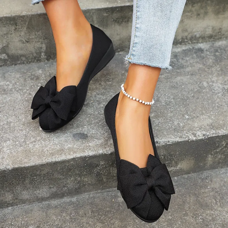 New Bowknot Flats Shoes Fashion Casual Round Toe Slip-on Shoes Loafers For Women Christmas Loafers