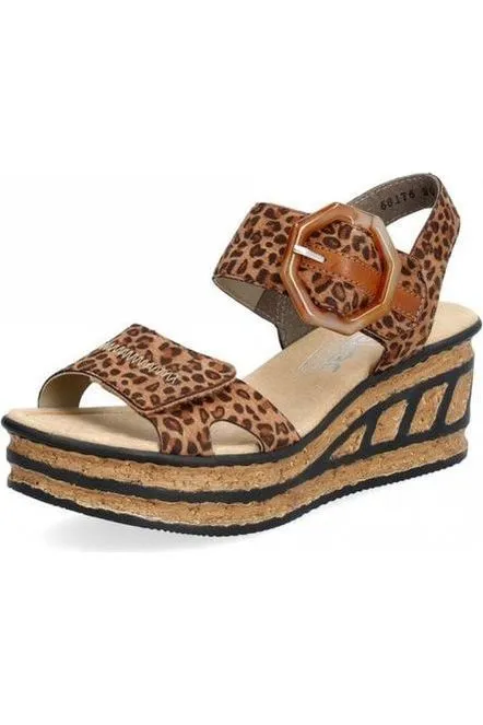 Rieker ladies sandals 68176-90 Brown Combi Sporty Outdoor Footwear