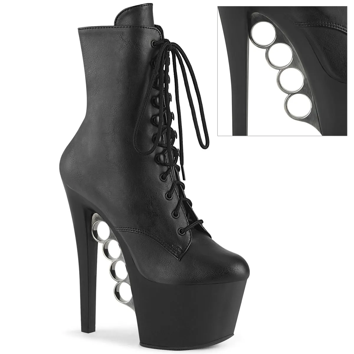 KNUCKS-1020 Pleaser Black Faux Leather Sexy Platform Shoes (Pole Dancing Heels) Shoes Similar To Asics Novablast 5