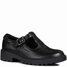 Geox J Casey G. E Buckle Junior School Shoes Comfortable Sole Eco Wear