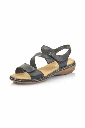 Rieker Womens Sandals 659C7 00 black Travel-Ready Shoes Soft
