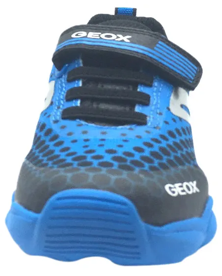 Asics Top-quality Marathon Shoes Geox Boy's Munfrey Light Blue Black Polka Dot Mesh Double Hook and Loop Strap Sporty Low Top Breathable Sneaker