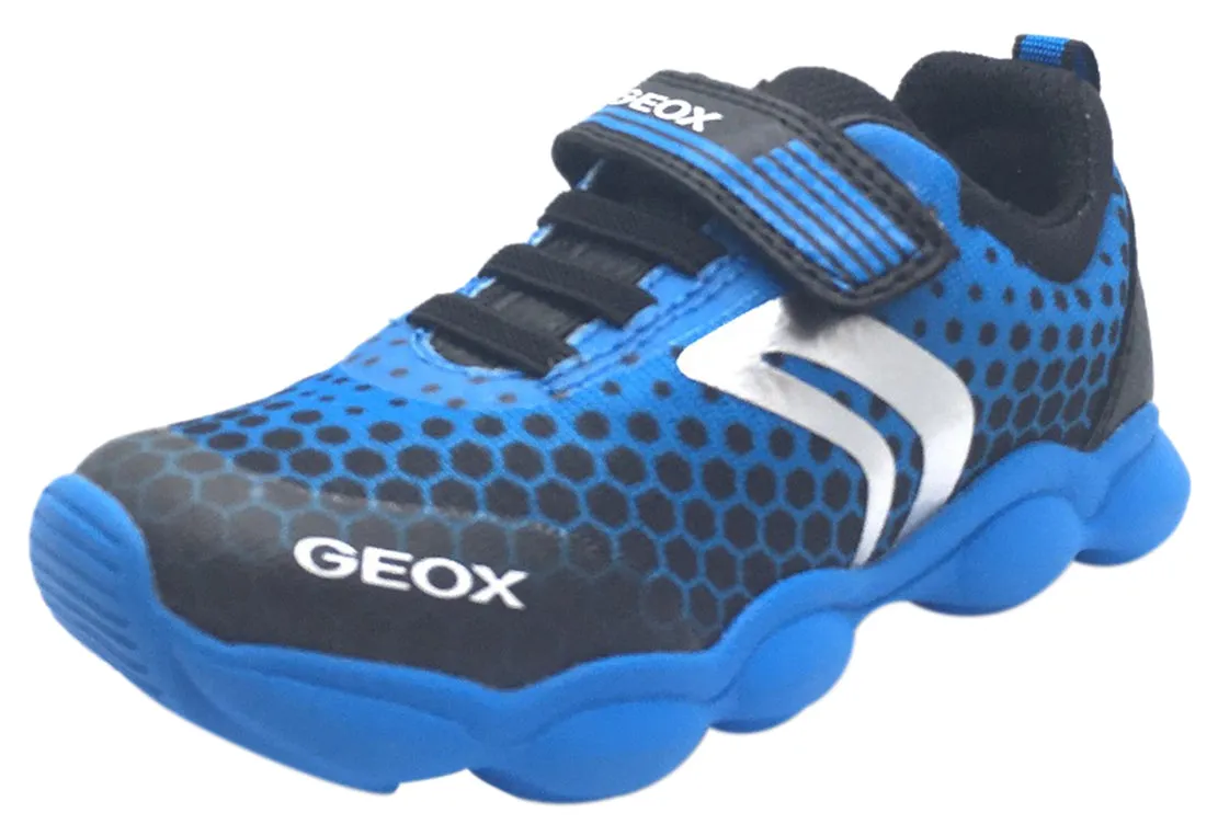 Asics Running Shoes Size Chart Geox Boy's Munfrey Light Blue Black Polka Dot Mesh Double Hook and Loop Strap Sporty Low Top Breathable Sneaker
