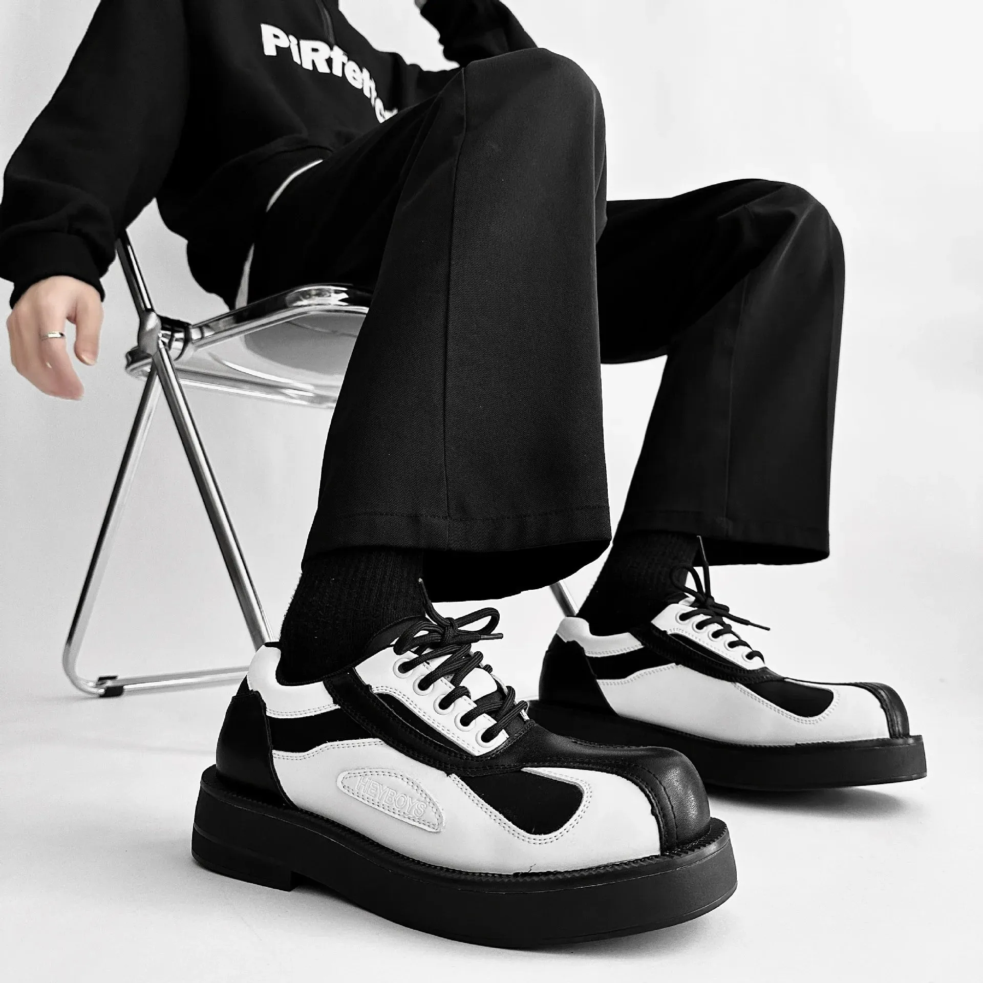 Asics Shoes International Shipping Business Formal White Black Leather Shoes