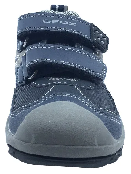 GEOX Boy's Savage Hook and Loop Sneaker (Navy/Grey) Asics Shoes Flat Sole