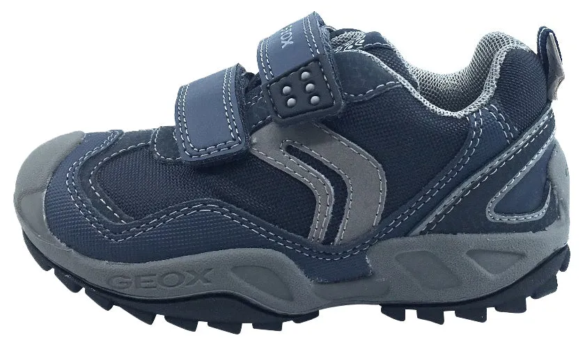 Asics Shoes China GEOX Boy's Savage Hook and Loop Sneaker (Navy/Grey)