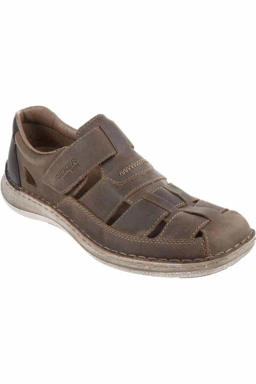 Rieker Mens Leather Fisherman Sandal 03078-25 Brown Sock Friendly boho vibe