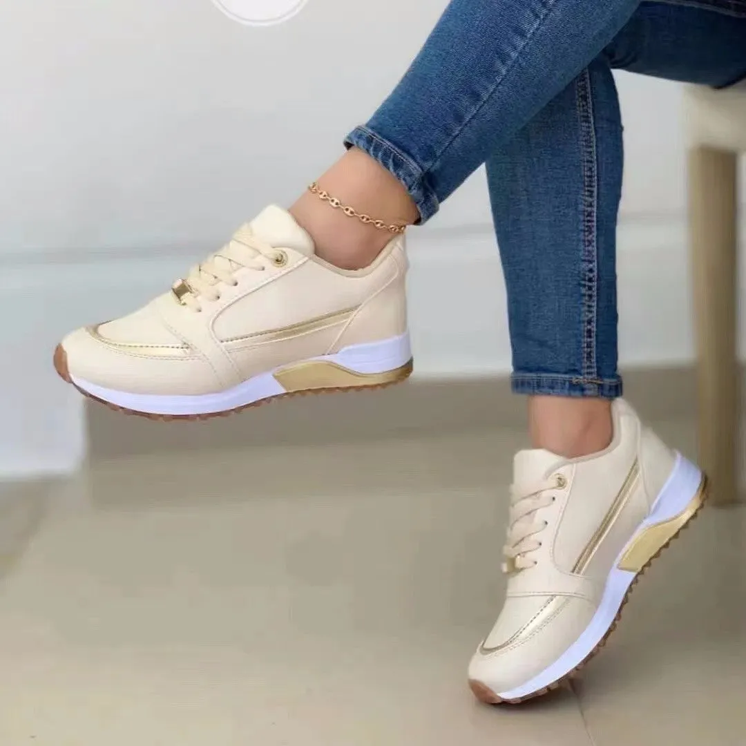 Casual Lace-up Flat Shoes Women Shallow Round Toe Sports Walking Sneakers Sole Society Flat Shoes