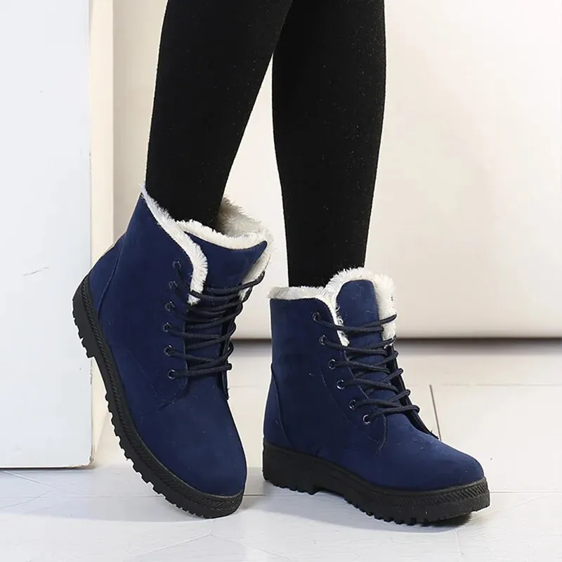 Casual Suede Winter Ankle Boots with Wool and Heel for Women | Ideal for Winter Dr Martens Snow Boots
