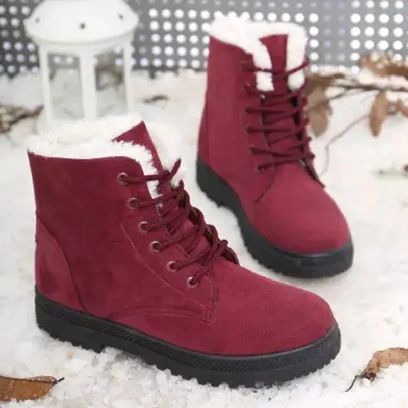 Mukluks Snow Boots Casual Suede Winter Ankle Boots with Wool and Heel for Women | Ideal for Winter