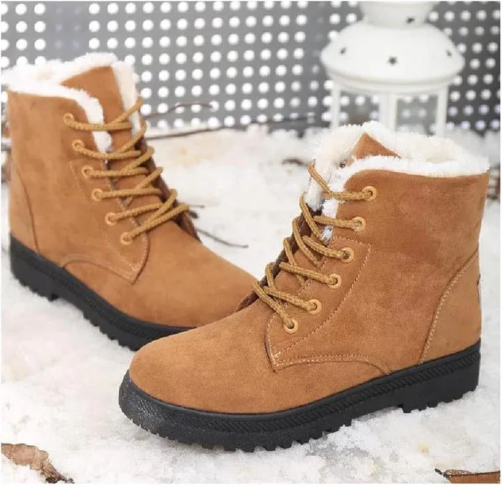 Casual Suede Winter Ankle Boots with Wool and Heel for Women | Ideal for Winter Snow Boot Sale
