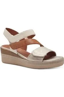 Active Line Jana Ladies Wedge Sandals 28364 in Beige/gold